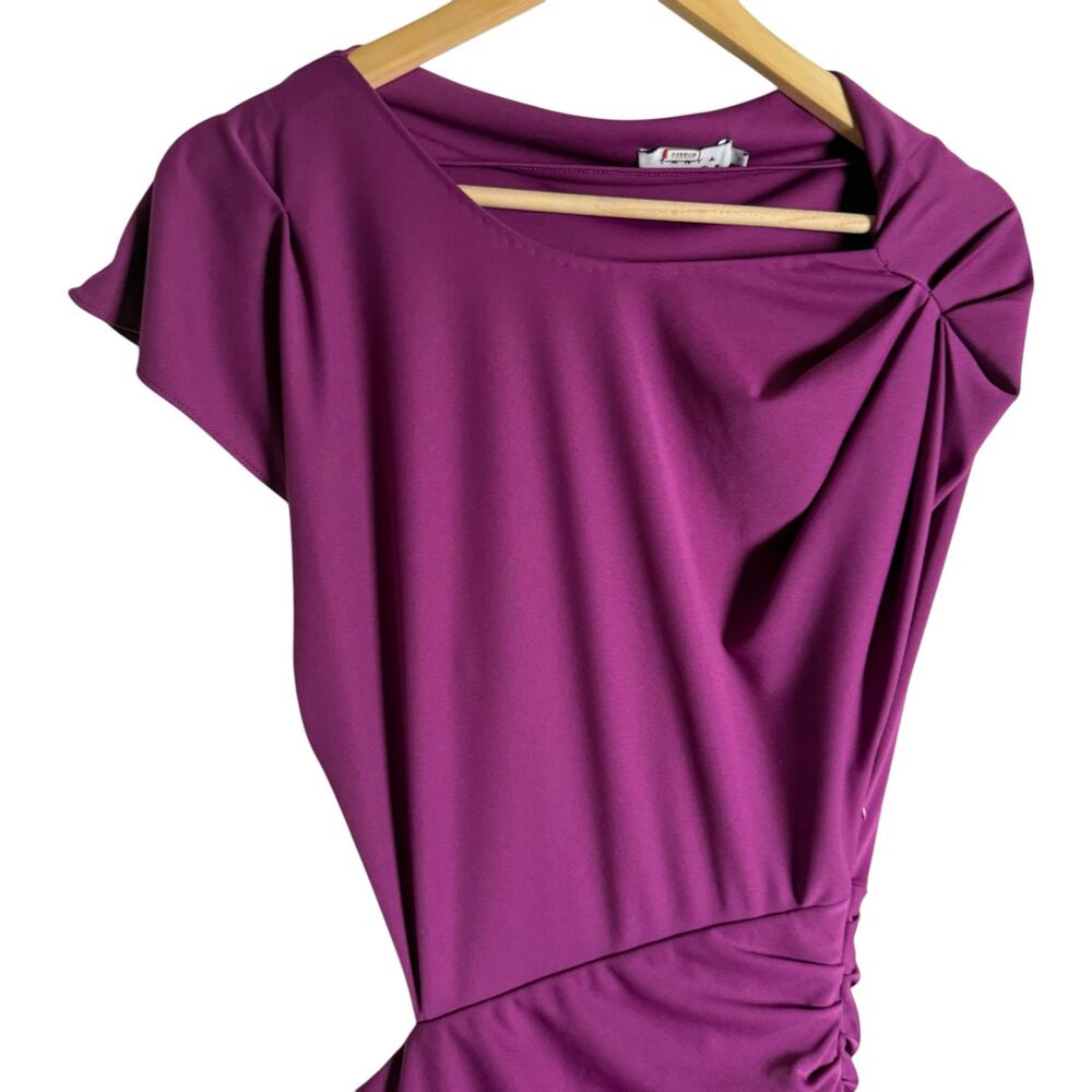Tanya Taylor Nami Purple Asymmetric Boat Neck Draped Cap Sleeve Gown Size 2 - Picture 7 of 16